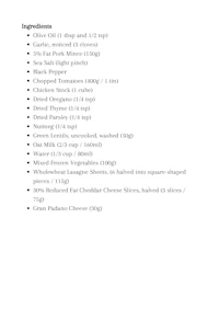 a list of the ingredients for a meal