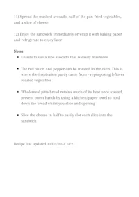 a sheet of paper with instructions on how to cook vegetables