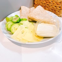 a white plate with food on it