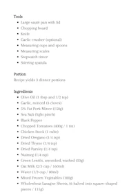 a list of ingredients for a recipe