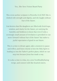 a flyer for a women's vision board party