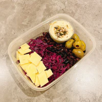 a plastic container with food in it