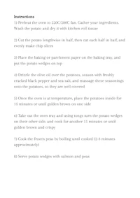 a sheet of instructions for a recipe